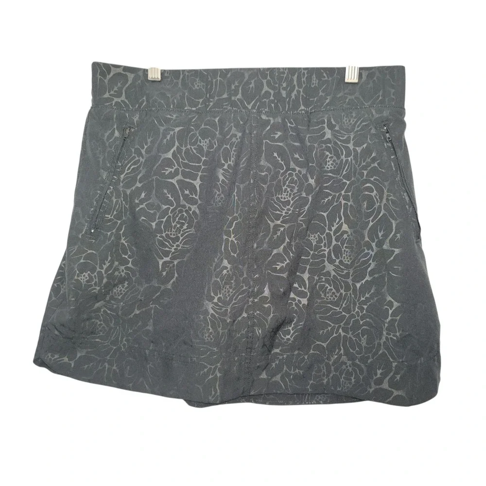 Orvis Travel Skort Womens Medium Black Rose‎ Embossed Mesh Inner Shorts Pull On